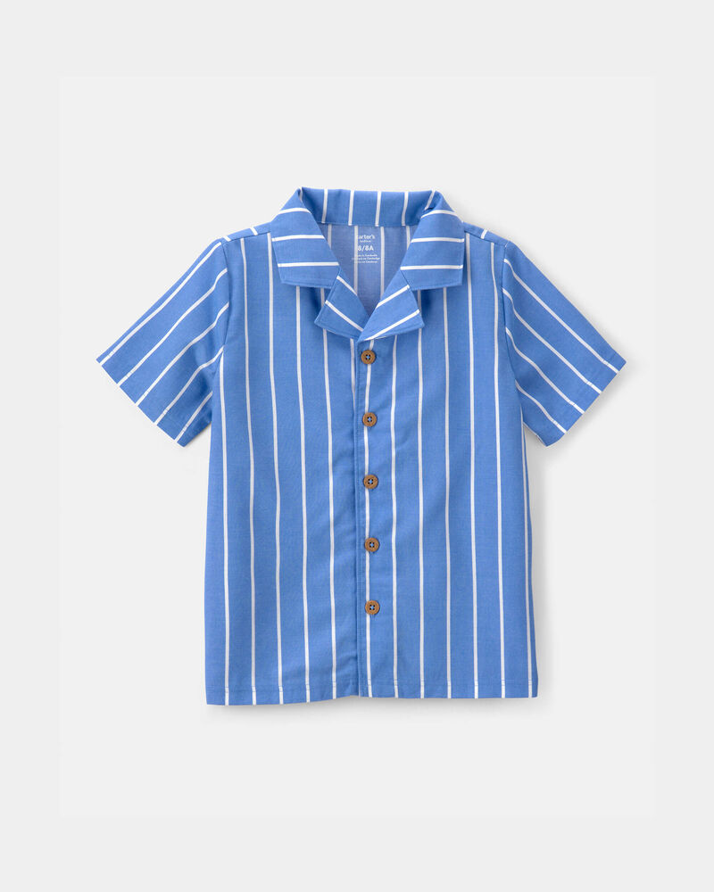 Boys Striped Loose Fit 2-Piece Pyjama Set - Blue, image 2 of 5 slides