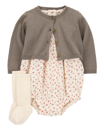Baby 3-Piece Bubble Cardigan Set, 