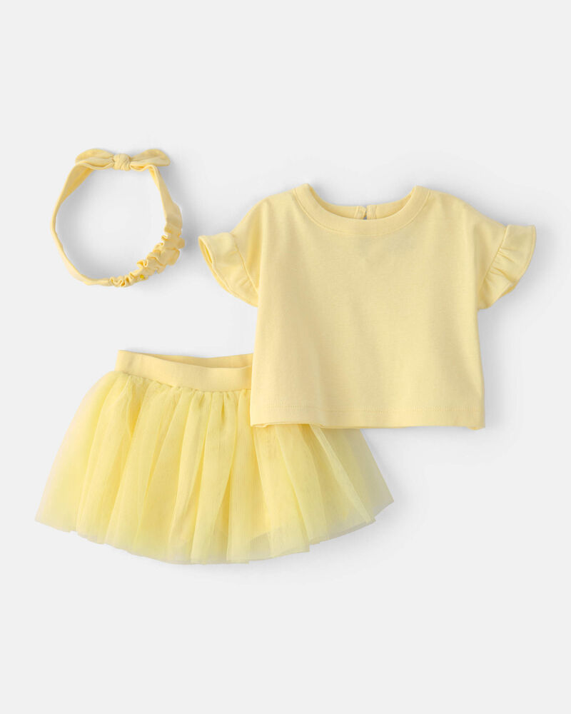 B&eacute;b&eacute; fille - Ensemble 2 pi&egrave;ces jupe et haut - Jaune, image 1 sur 4 diapositives