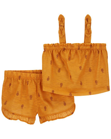 2-Piece Pineapple Loose Fit Pyjama Set, 