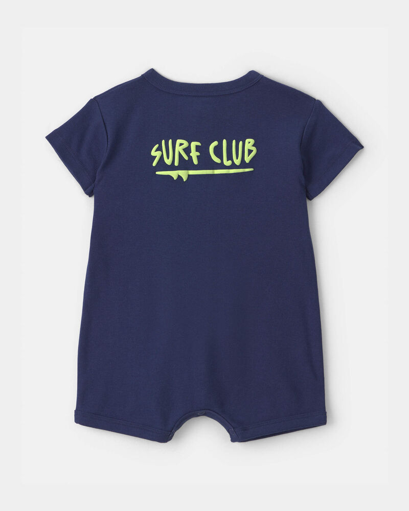 Baby Boy 'Surf Club' Short Sleeve Romper - Navy Blue, image 2 of 6 slides