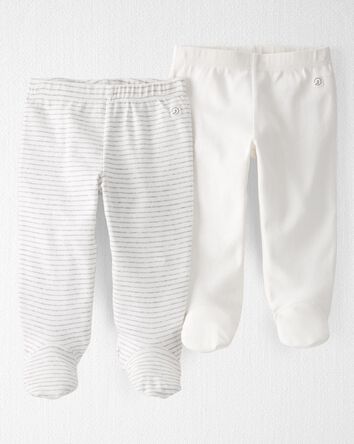 B&eacute;b&eacute; - Emballage de 2 pantalons &agrave; pieds en coton c&ocirc;tel&eacute; certifi&eacute; biologique , 