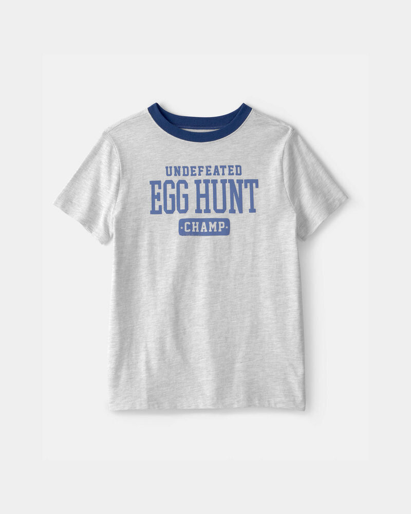 Jeune - T-shirt imprim&eacute; Chasse aux &oelig;ufs de P&acirc;ques - Gris, image 1 sur 2 diapositives