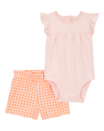 Baby 2-Piece Gingham Bodysuit & Short Set, 