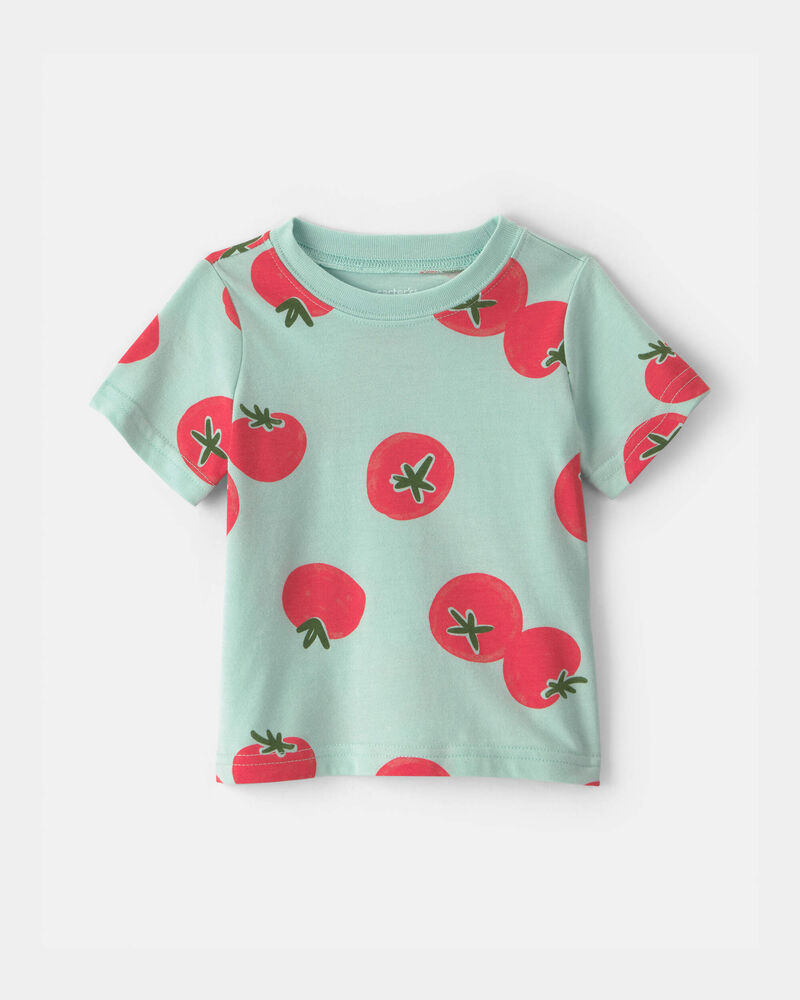 Baby Tomato Print Graphic Tee - Green, image 1 of 3 slides
