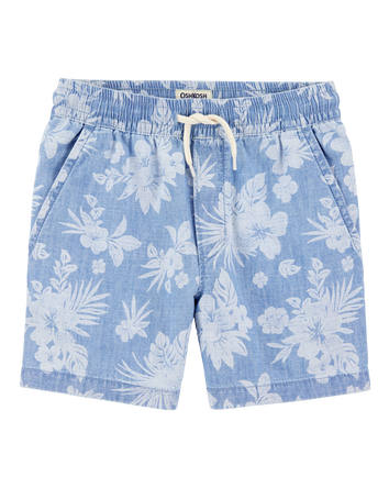 Kid Pull-On Bermuda Tropical Print Short-Blue, 