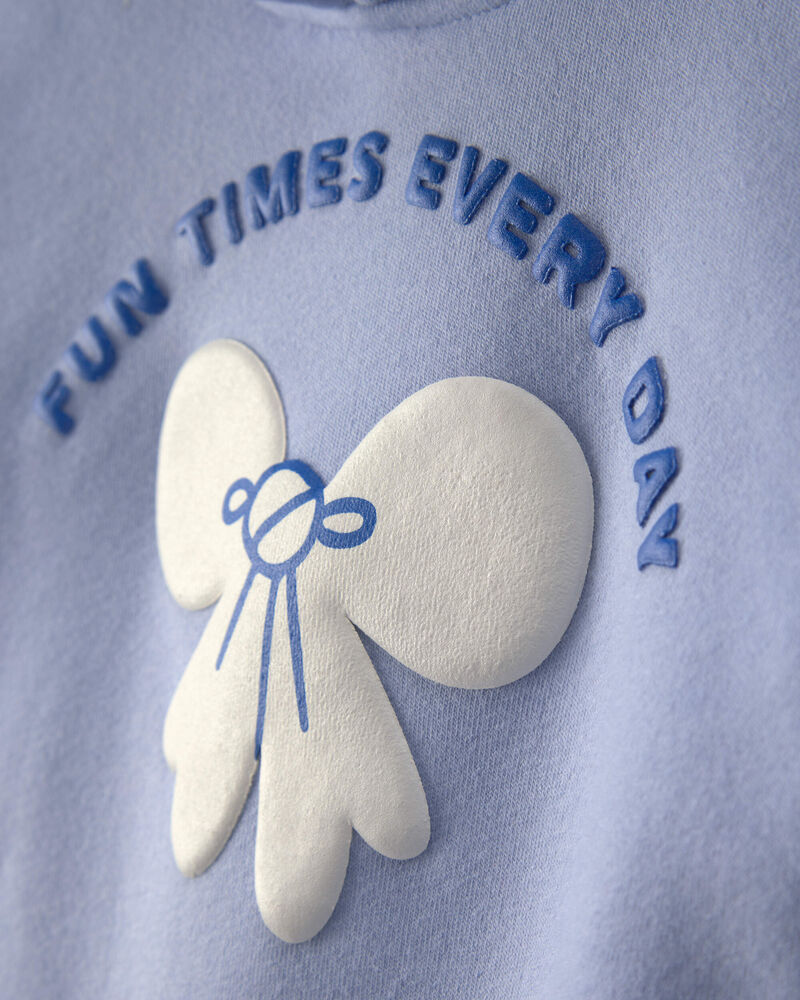 Girls 2-Piece Bow Fleece Hoodie & Pant Set - Blue, image 4 of 6 slides