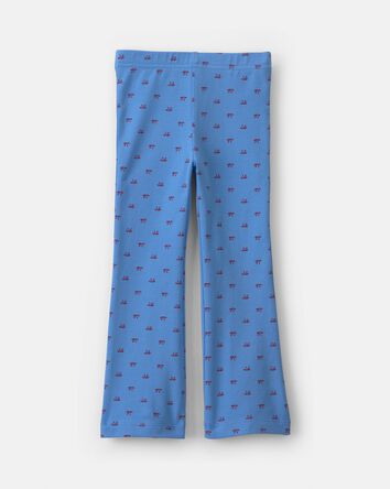 Toddler Girl Bow Cotton Pull-On Stretch Flare Leggings - Blue, 