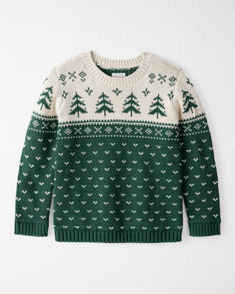 Kids Organic Cotton Fair Isle Sweater Knit Pullover, image 1 of 4 slides