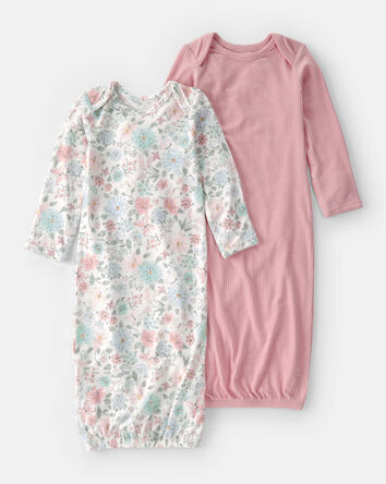 Baby Girl 2-Pack Butterfly Garden PurelySoft Sleeper Gowns - Pink, 