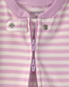 Baby Girl 2-Pack Birds Striped Fleece 2-Way Zip Sleepers - Pink, image 2 of 6 slides