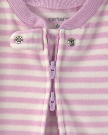 Baby Girl 2-Pack Birds Striped Fleece 2-Way Zip Sleepers - Pink, 
