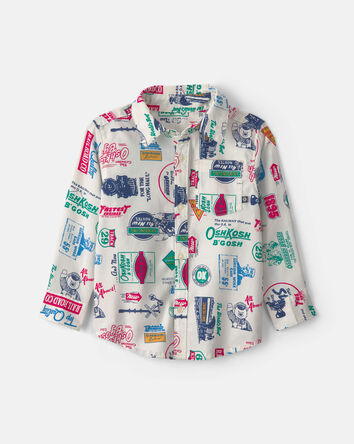 Toddler Boy Logo Long-Sleeve Button-Down Shirt, 