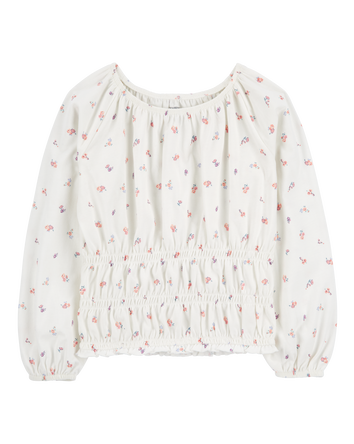 Kid Floral Print Smocked Top, 