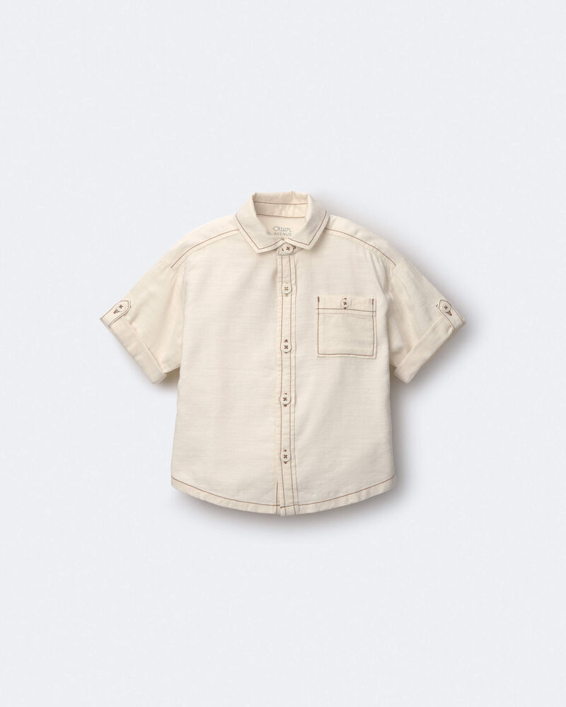 Tout-petit gar&ccedil;on - Chemise boutonn&eacute;e &agrave; manches courtes - Cr&egrave;me, image 2 sur 6 diapositives
