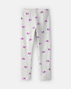 Filles - Legging extensible en molleton &agrave; motif c&oelig;ur &ndash; Gris/Mauve, image 1 sur 4 diapositives