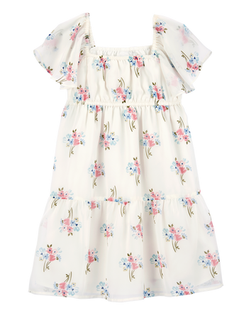 Kid Floral Tiered Short-Sleeve Dress, 