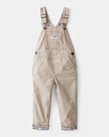 Toddler Girl Lightweight Canvas Overalls - Khaki, 