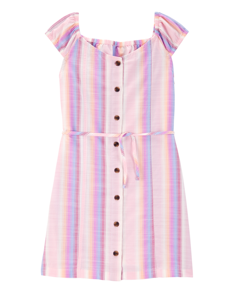 Enfant Robe en popeline rayée - Rose, image 1 sur 4 diapositives