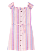 Enfant Robe en popeline rayée - Rose, image 1 sur 4 diapositives