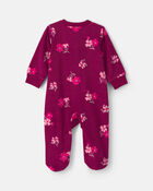 B&eacute;b&eacute; fille - Grenouill&egrave;re en molleton &agrave; fermeture &agrave; glissi&egrave;re double sens et motif floral - Mauve, image 2 sur 4 diapositives