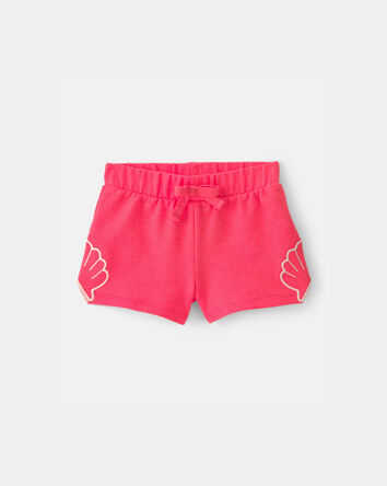 Baby Girl Shell French Terry Shorts - Orange, 