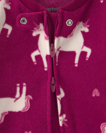 Baby Girl 2-Pack Unicorn Fleece 2-Way Zip Sleepers, 