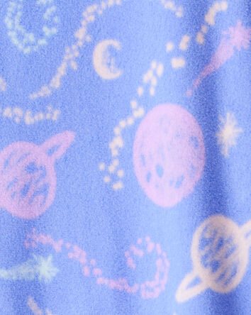 Filles - Pyjama une pièce à manches longues, à fermeture éclair, coupe ample, imprimé spatial - Bleu, 