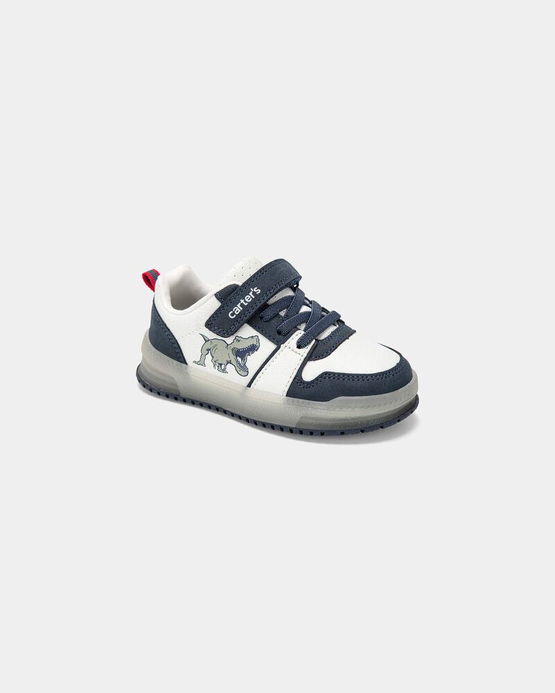 Tout-petit gar&ccedil;on - Chaussures d&eacute;contract&eacute;es lumineuses &agrave; motif dinosaure - Blanc/Bleu, image 1 sur 6 diapositives