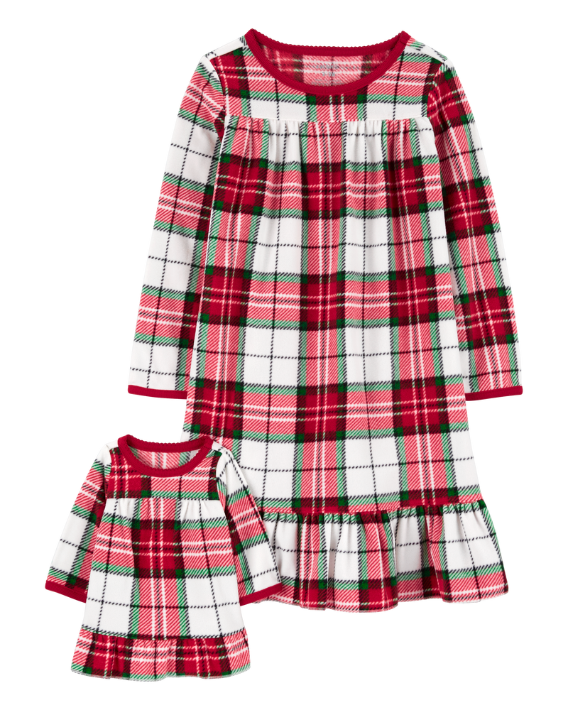 Christmas Matching Nightgown Doll Nightgown Set Red 2-Piece