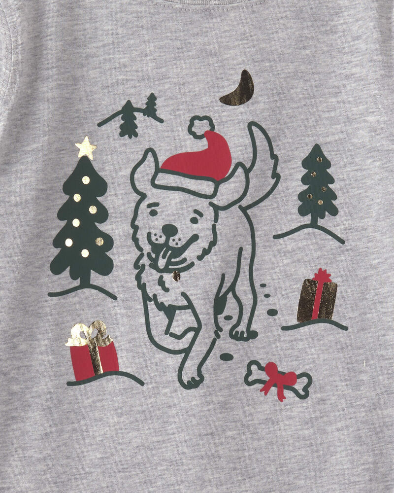Tout-petit - T-shirt manches longues &agrave; motif chien de No&euml;l &ndash; Gris, image 2 sur 2 diapositives