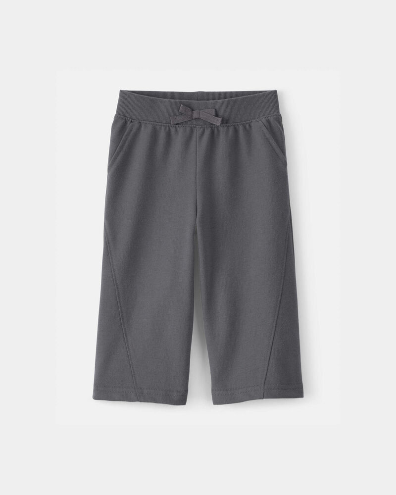 Baby Girl French Terry Wide-Leg Active Pants - Grey, image 1 of 4 slides