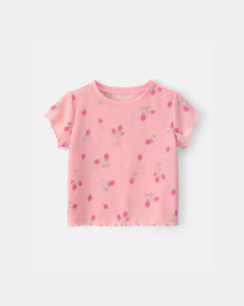 Tout-petit fille - Pyjama 2 pi&egrave;ces ample en tissu c&ocirc;tel&eacute;, fraises - Rose, 