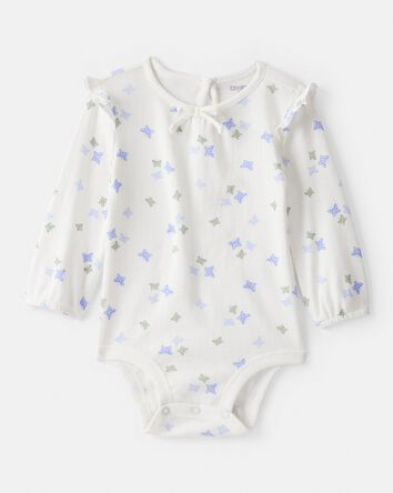 B&eacute;b&eacute; fille - Cache-couche &agrave; manches longues &agrave; motif papillons - Ivoire, 