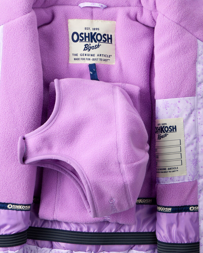 Toddler Girl 2-Piece Taslan Snowflake Print Snowsuit Set - Violet, image 4 of 13 slides