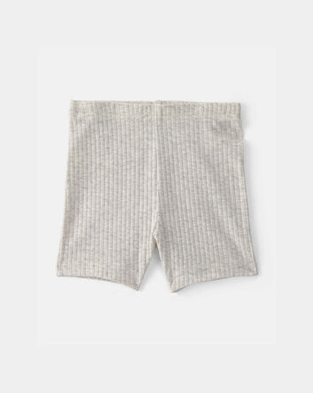 Baby Girl Rib Bike Shorts - Grey, 