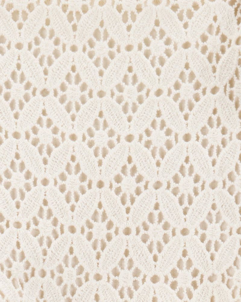 Toddler Striped Eyelet Tank Dress - Ivory, image 4 of 5 slides