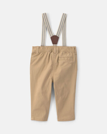 B&eacute;b&eacute; gar&ccedil;on - Pantalon en serg&eacute; avec bretelles - Kaki, 