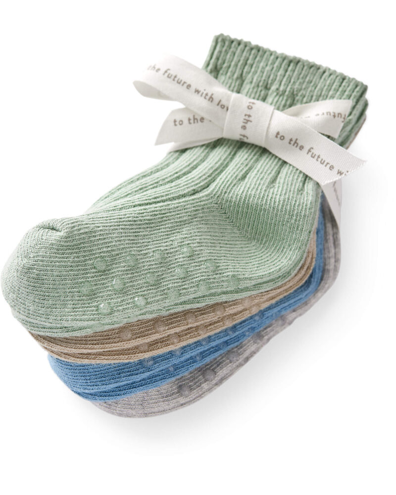 B&eacute;b&eacute; - 4 paires de chaussettes antid&eacute;rapantes fabriqu&eacute;es &agrave; partir de coton biologique, image 2 sur 2 diapositives