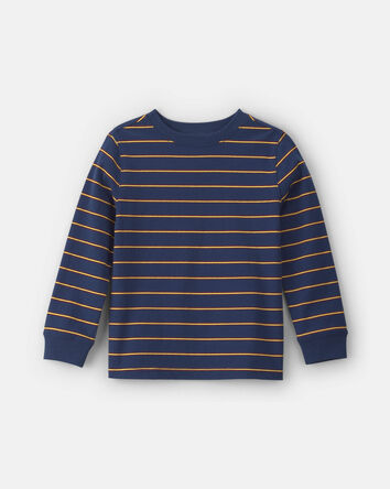 Boys Striped Long-Sleeve T-Shirt - Navy Blue/Red, 