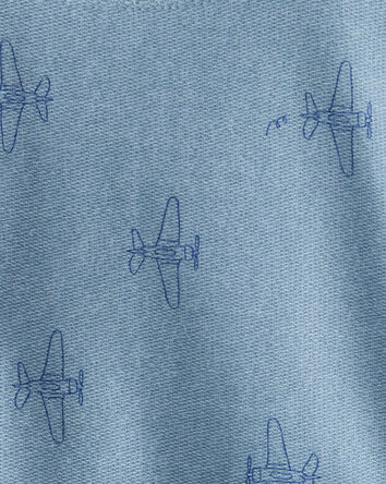 Tout-petit garçon - Ensemble chandail à manches longues et pantalon en jersey bouclette avec avion – Bleu, 