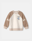 Toddler Boy Dinosaur French Terry Pullover Sweatshirt - Brown/Ivory, image 1 of 3 slides