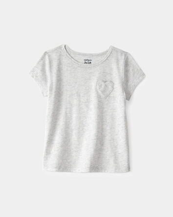 Tout-petit fille - Haut &agrave; poche en c&oelig;ur - Gris, 