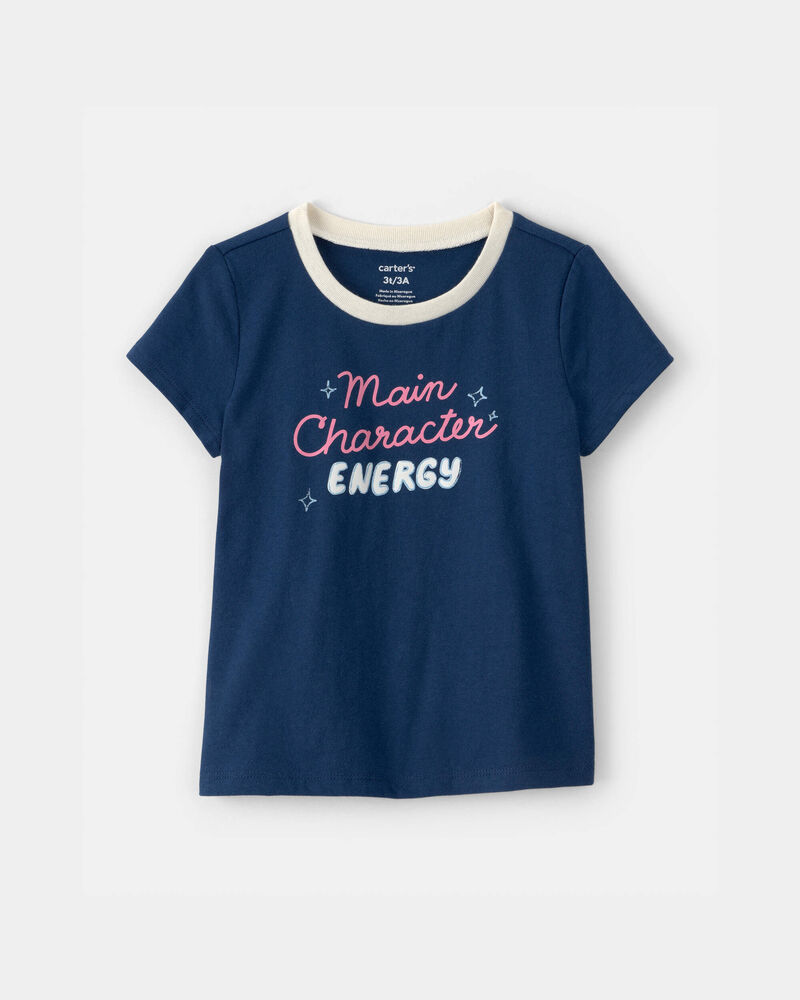Toddler Girl 'Main Character Energy' Graphic Tee - Blue, image 1 of 3 slides