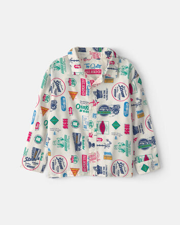 Boys Logo Long-Sleeve Button-Down Shirt, 