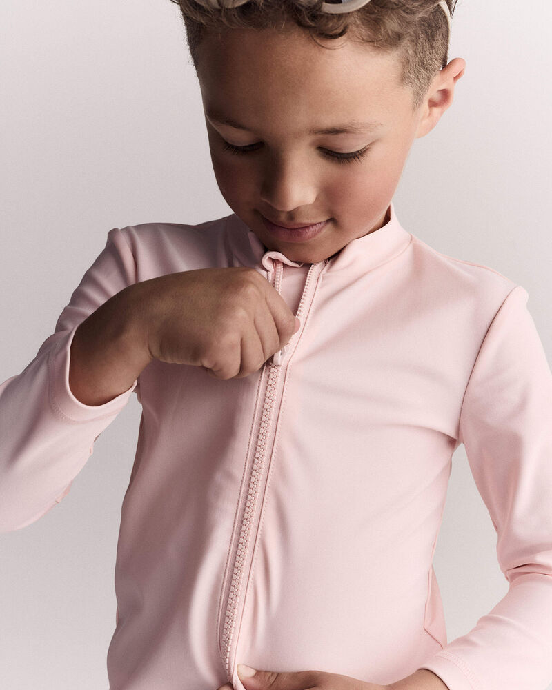 Toddler Full-Zip Long-Sleeve Rashguard - Blush, image 1 of 7 slides