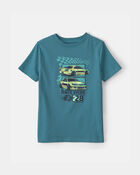 Gar&ccedil;ons - T-shirt &agrave; imprim&eacute; de voiture de course - Bleu, image 1 sur 2 diapositives