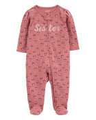 Baby Little Sister 2-Way Zip Cotton Sleeper, image 1 of 4 slides