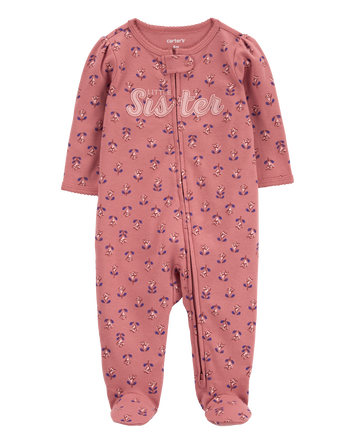 Baby Little Sister 2-Way Zip Cotton Sleeper, 