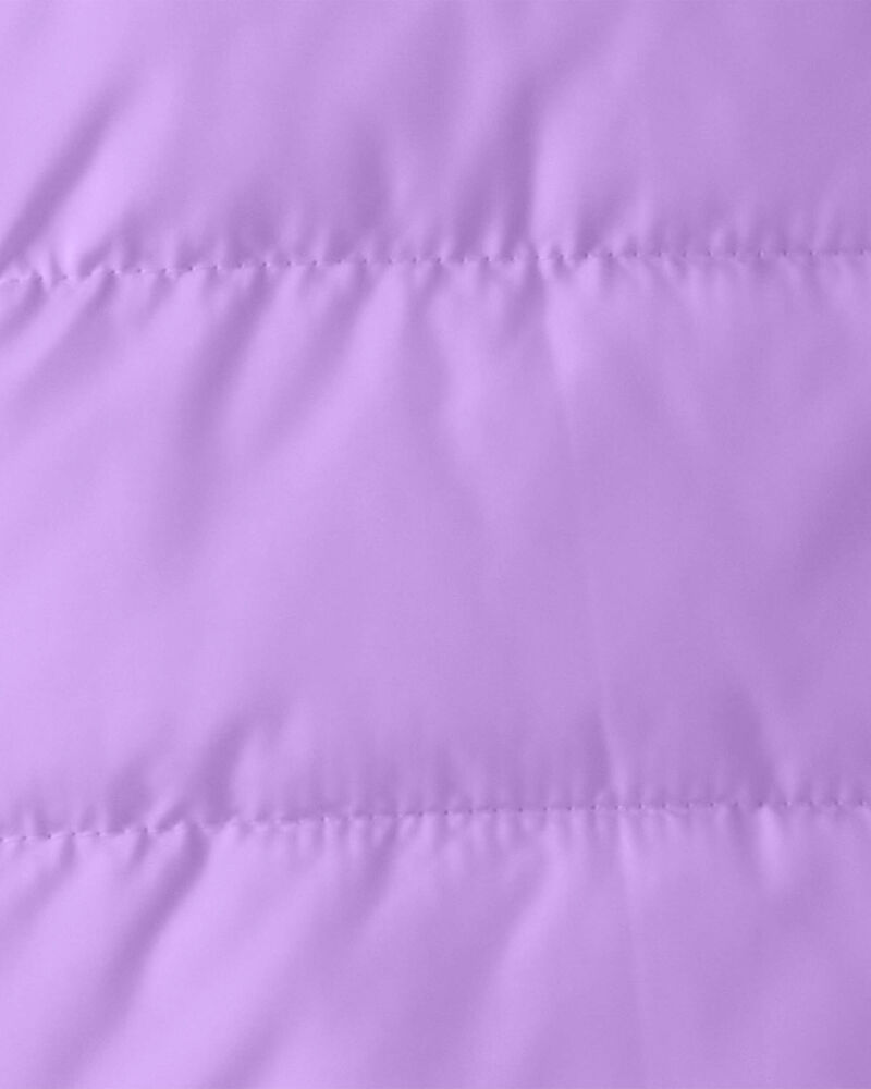 Girls Midweight Packable Puffer - Purple, image 4 of 4 slides